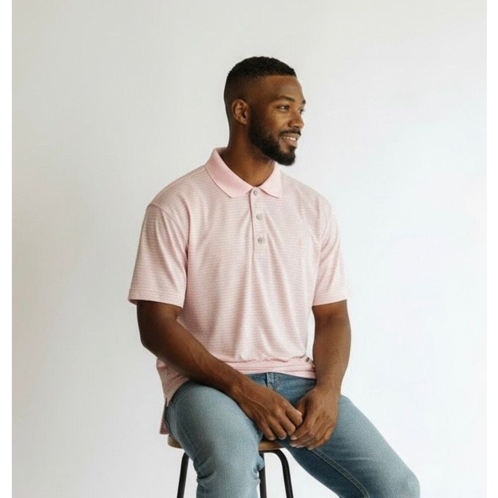 FootJoy Polo Golf Shirt Mens Size XL Pink White Stripe